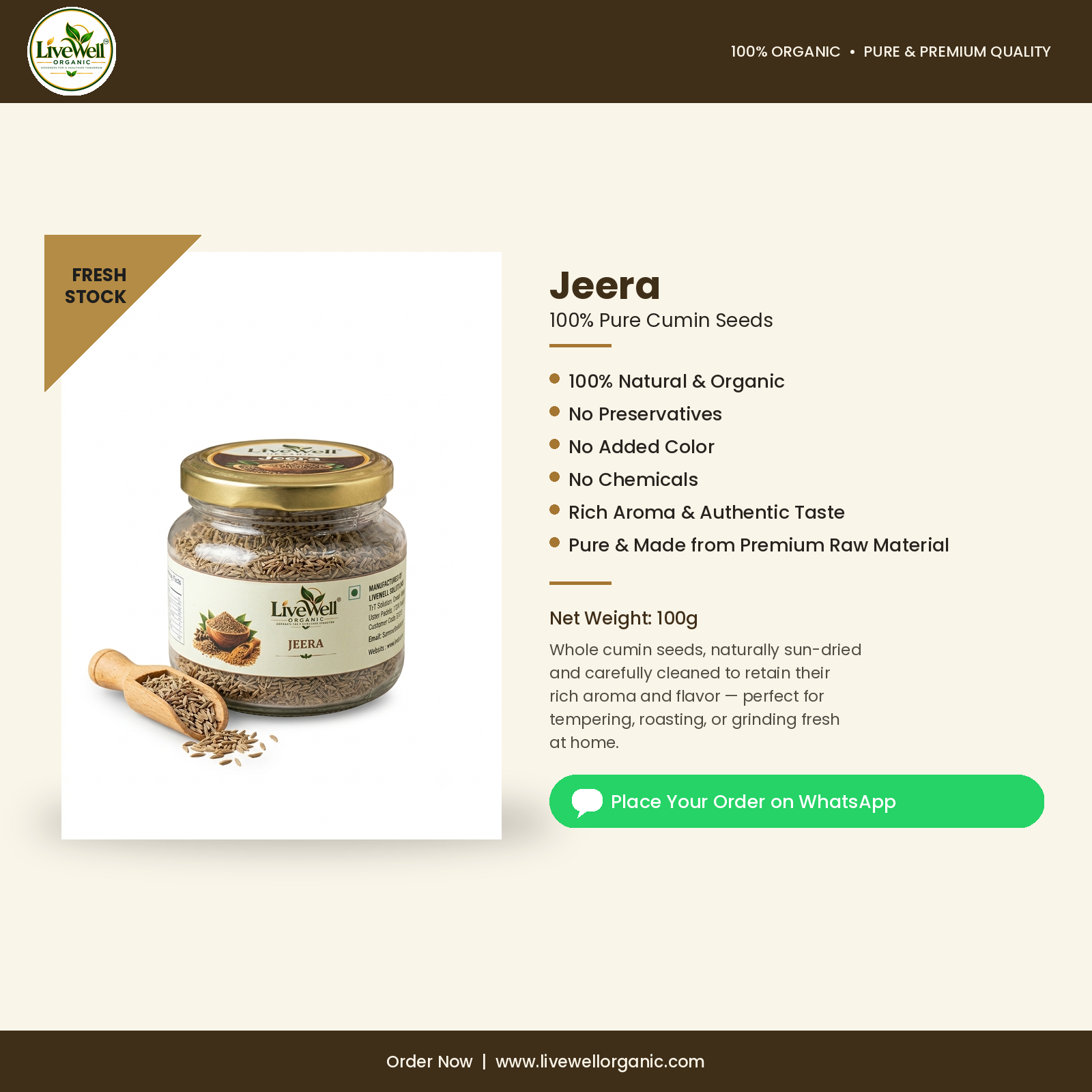 LiveWell Organic Jeera — 100 g
